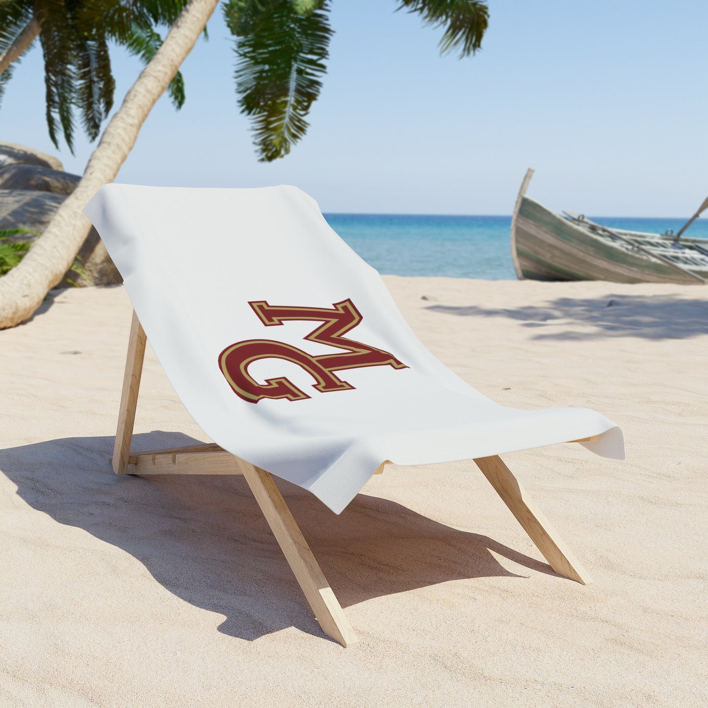 Maple Grove Crimson Beach Towel - Stylish Coastal Design for Summer Fun