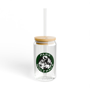 Park Wolfpack Sipper Glass - 16oz Eco-Friendly Drinkware with Bamboo Lid & Straw