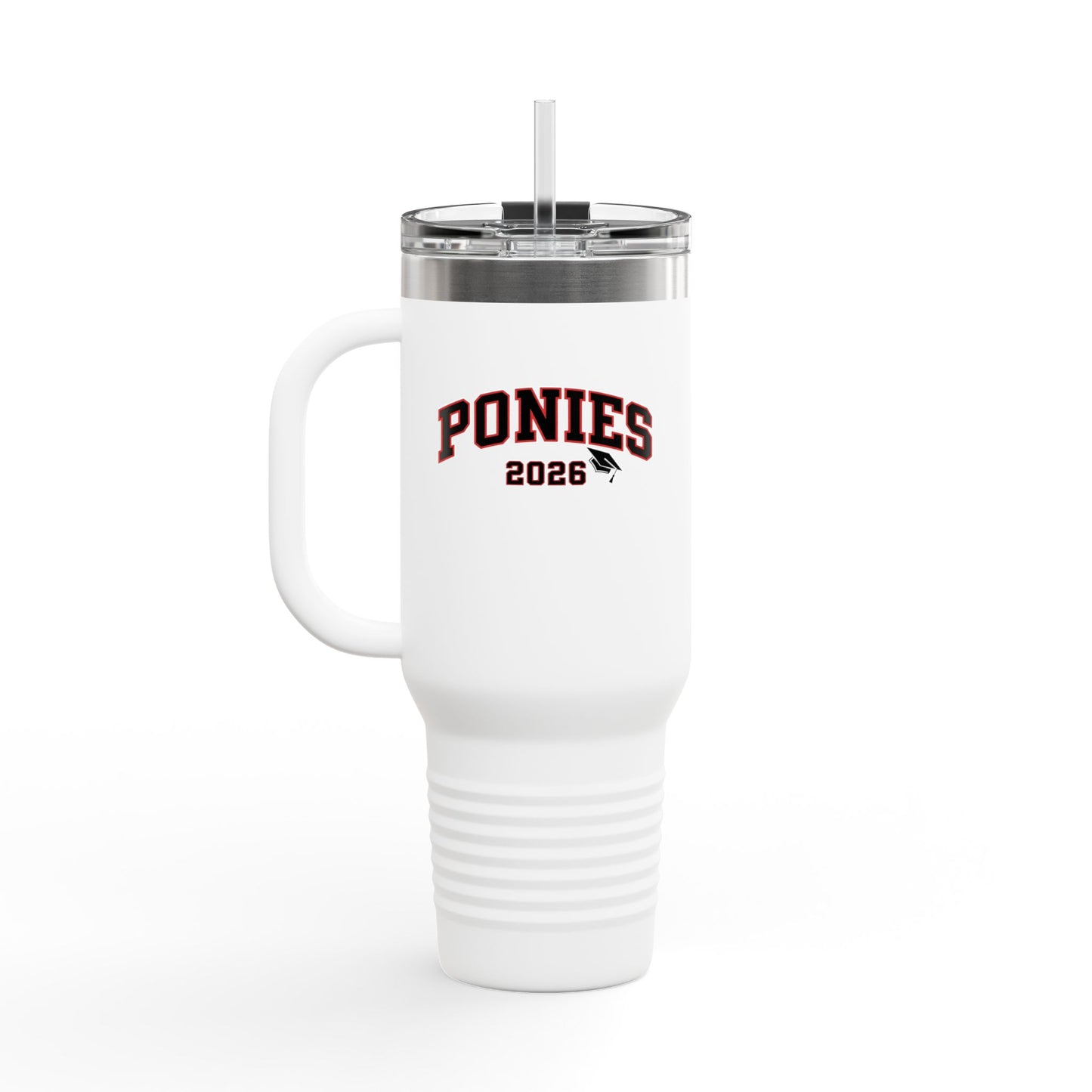 Stillwater Ponies 2026 40oz Insulated Travel Mug – Large Stainless Steel Tumbler with Straw & Handle