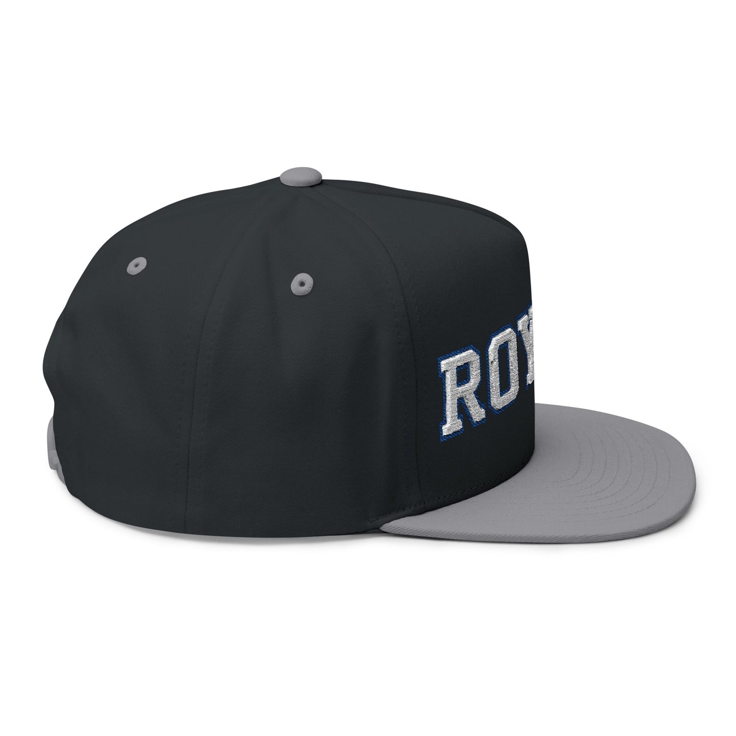 Woodbury Royals Embroidered White Text Flat Bill Cap — School Spirit Snapback