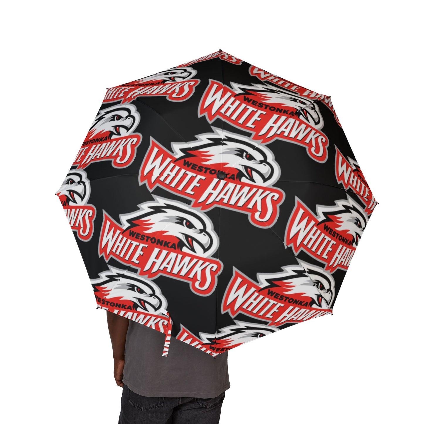 Mound Westonka White Hawks Stylish Foldable Umbrella - Compact Rain Protection