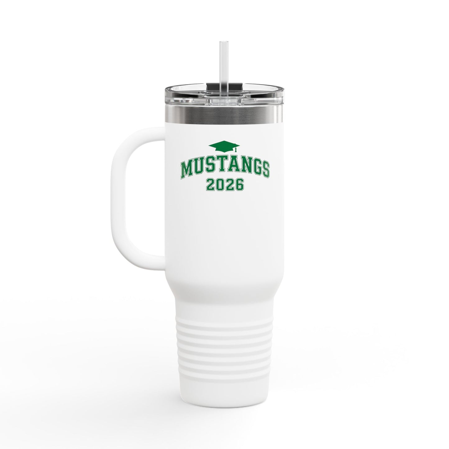 Mounds View Mustangs 2026 40oz Insulated Travel Mug – Large Stainless Steel Tumbler with Straw & Handle