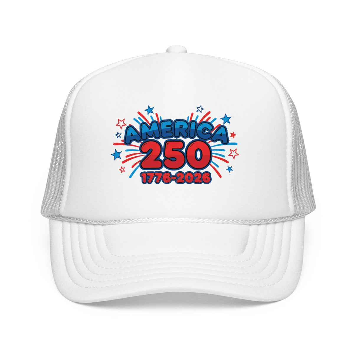 America 250th anniversary cap featuring vibrant patriotic design for celebrations, parades, and barbecues.