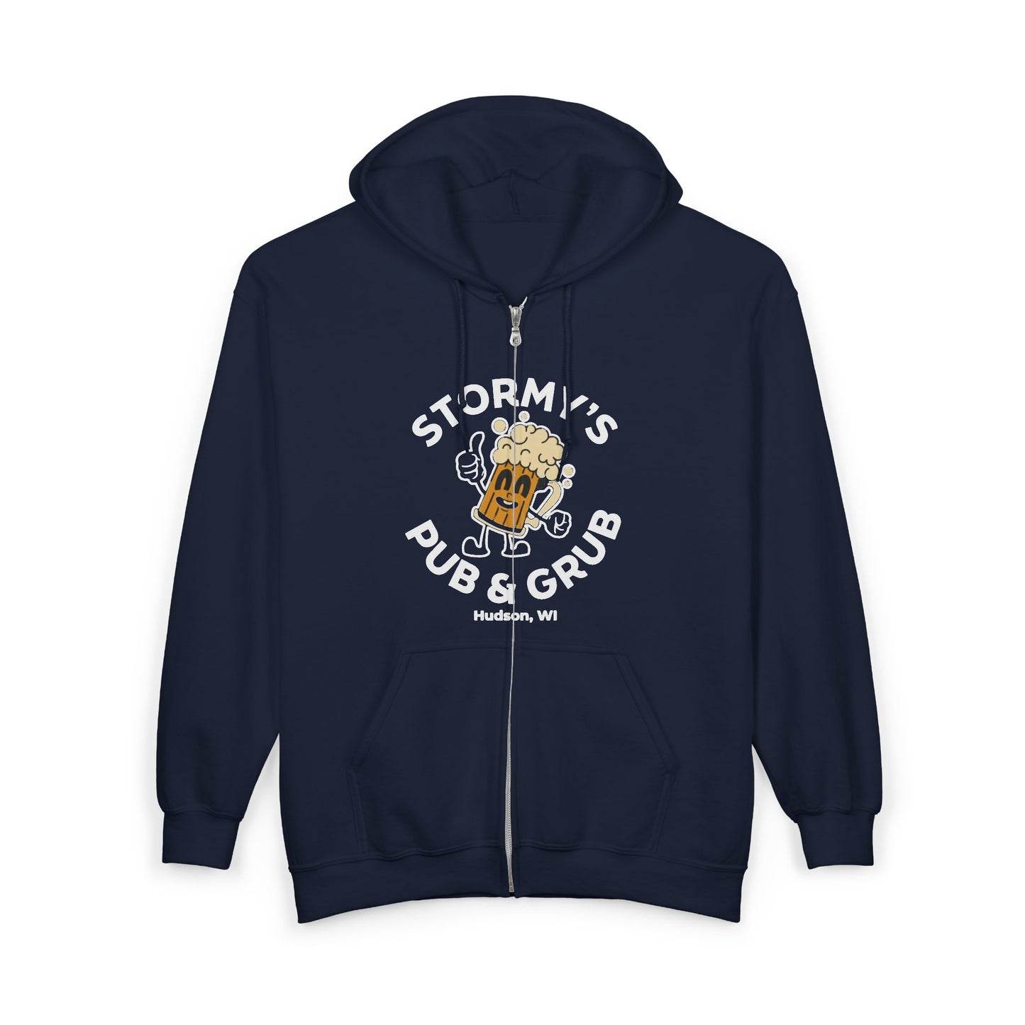 Stormy’s Pub & Grub Zip Hoodie — Vintage Bar Logo Full-Zip Sweatshirt