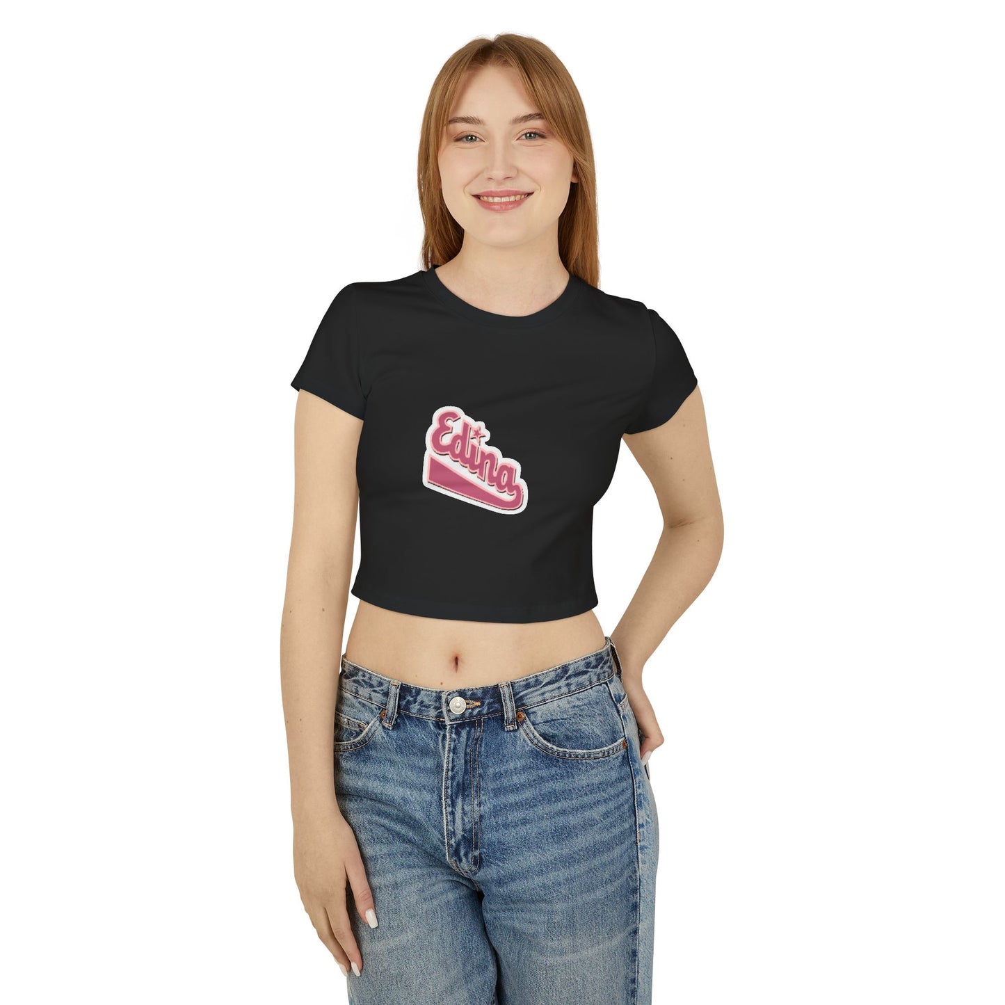 Edina Retro Women's Baby Tee - Trendy Cropped Tee for Casual Outfits