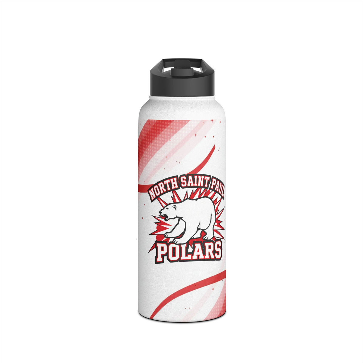 North Saint Paul Polars Stainless Steel Water Bottle - Insulated Sports Bottle with Polar Bear Logo