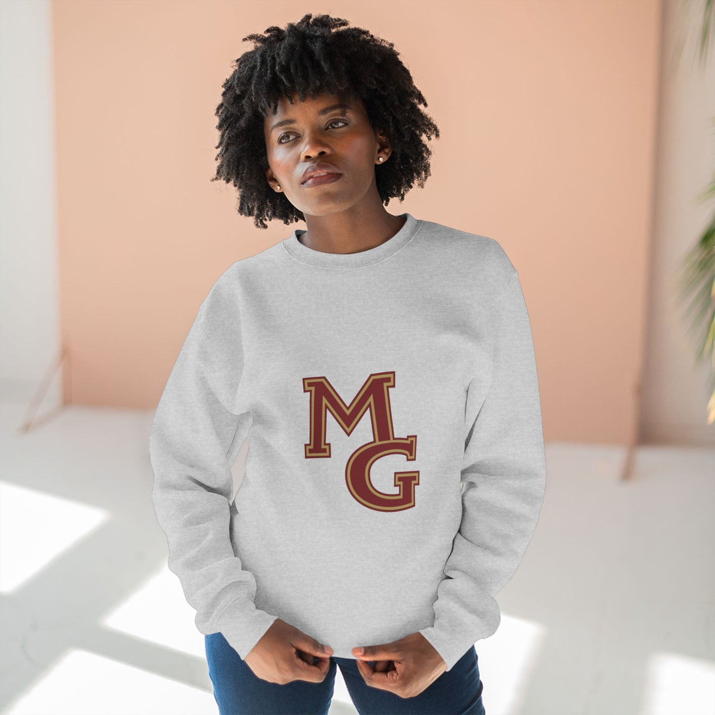 Unisex Crewneck Sweatshirt -Maple Grove Crimson Monogram Design for Casual Comfort