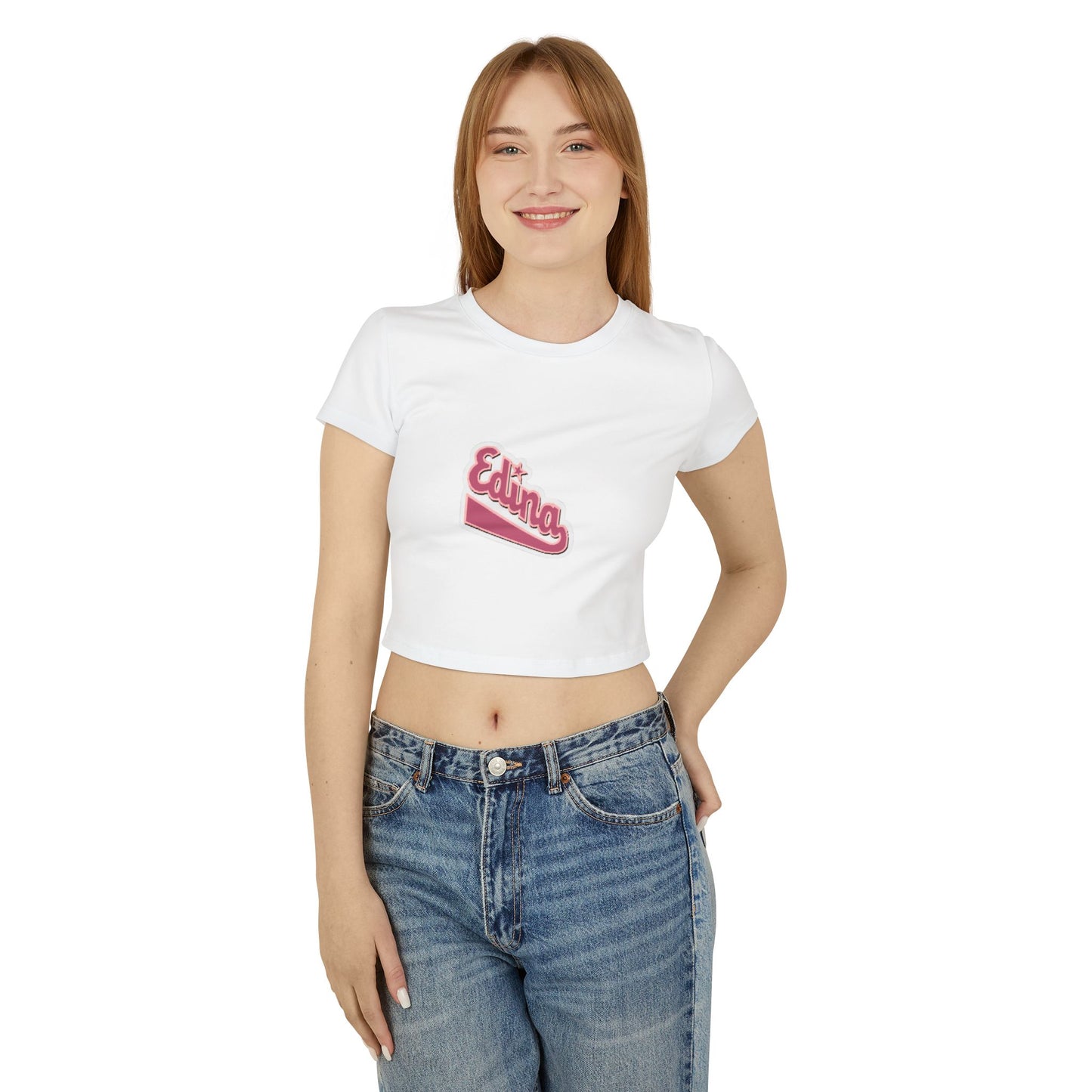 Edina Retro Women's Baby Tee - Trendy Cropped Tee for Casual Outfits