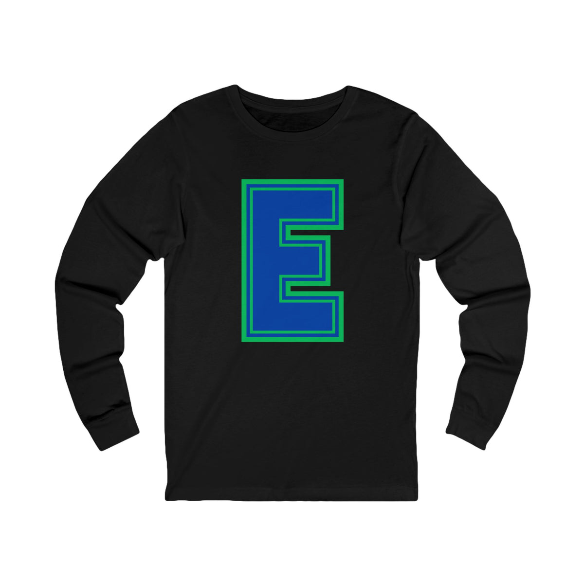 Eagan WildcatsnGreen and Blue Letter E Long Sleeve Tee