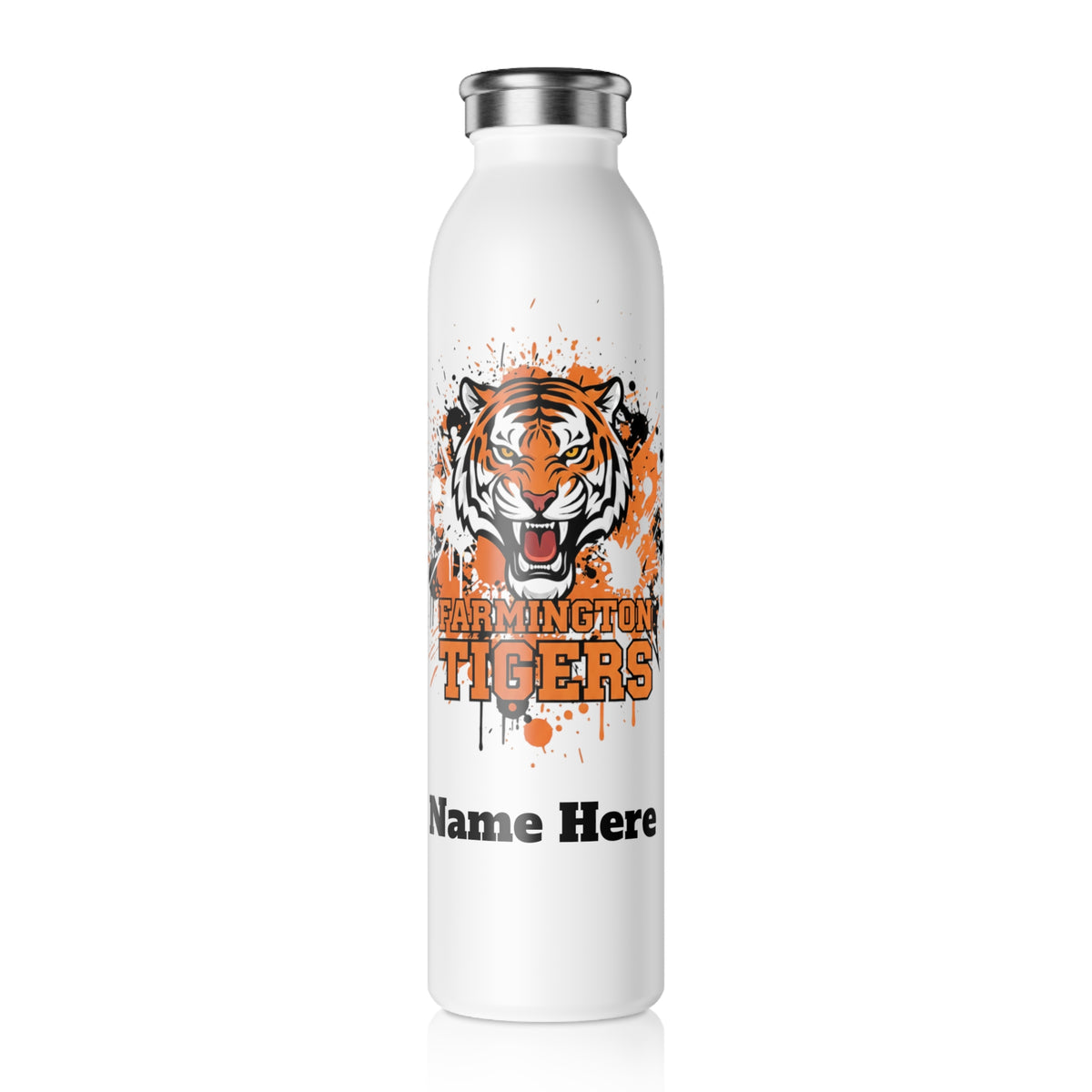 Farmington Tigers Slim Water Bottle — Stainless Insulated Bottle