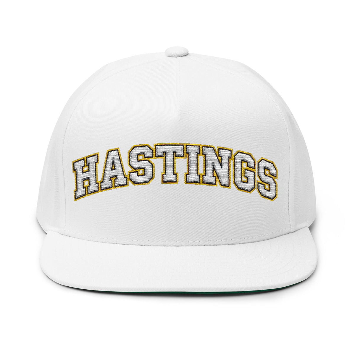 Hastings Raiders Embroidered White Text Flat Bill Cap — School Spirit Snapback