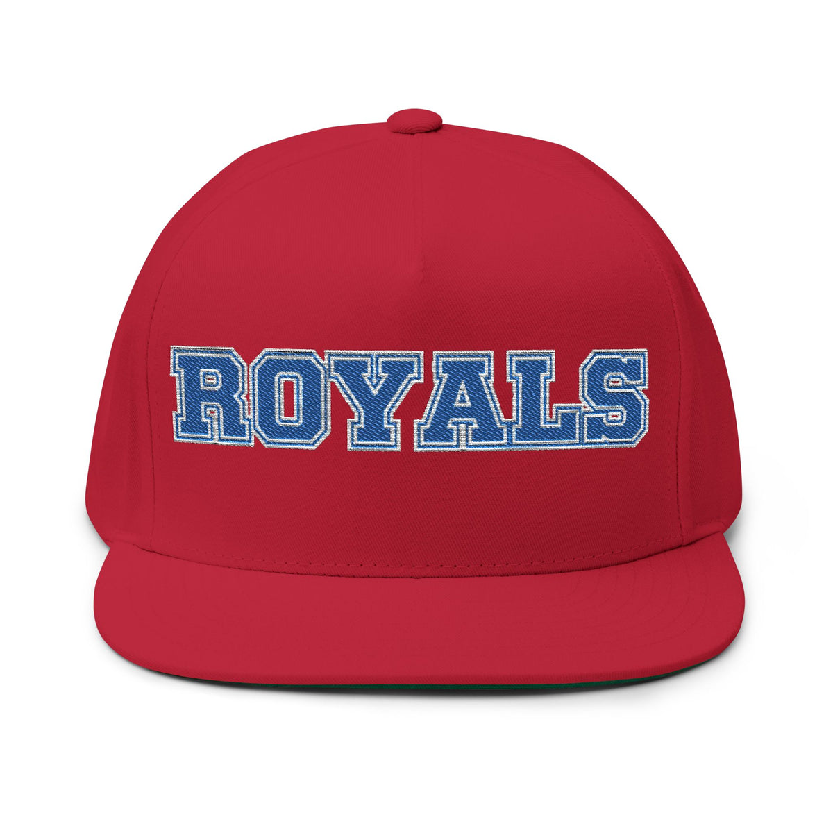 Woodbury Royals Embroidered Blue Text Flat Bill Cap — School Spirit Snapback