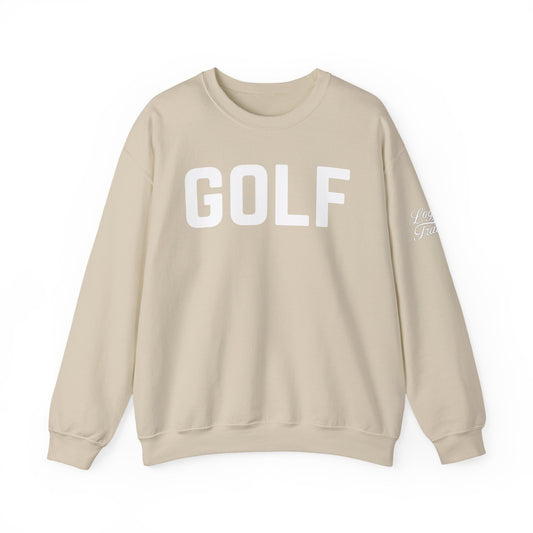 Golf Crewneck Sweatshirt — Minimalist Bold Print Logo Pullover for Golfers