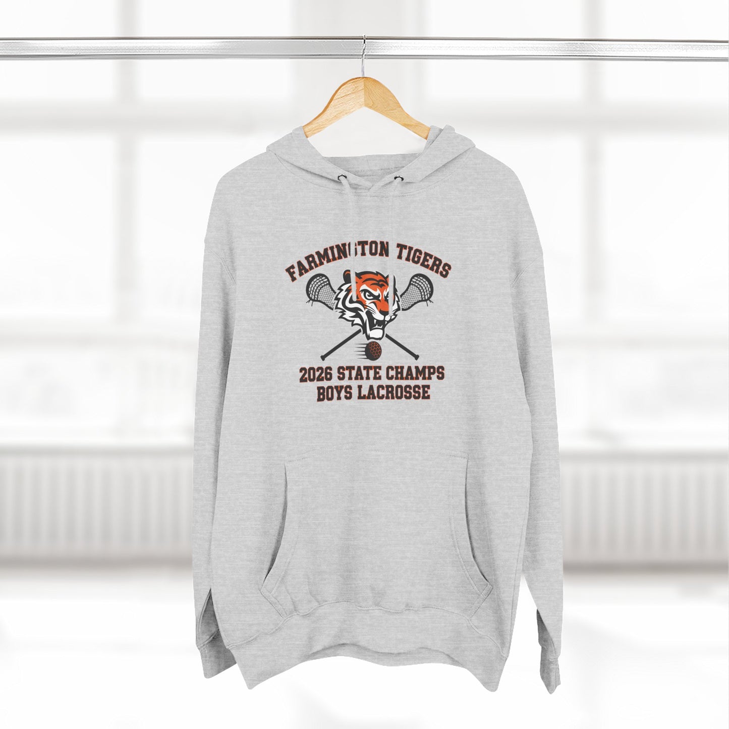 Farmington Tigers 2026 State Champs Boys Lacrosse Fleece Hoodie