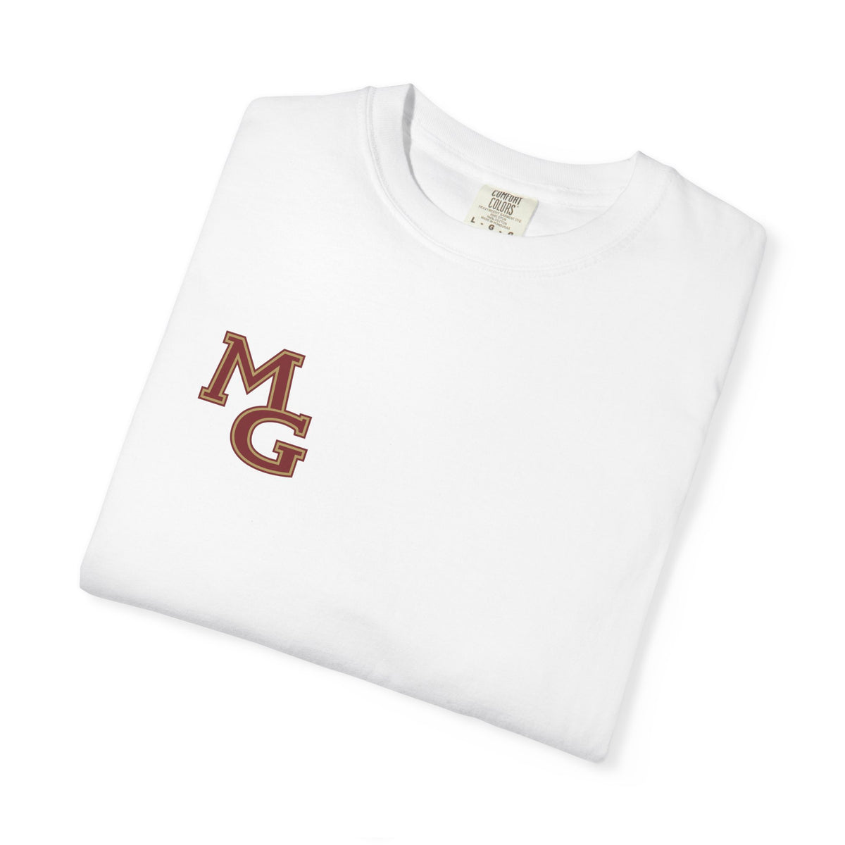 Maple Grove Crimson Chest Logo T‑Shirt — Minimal Monogram Graphic Tee