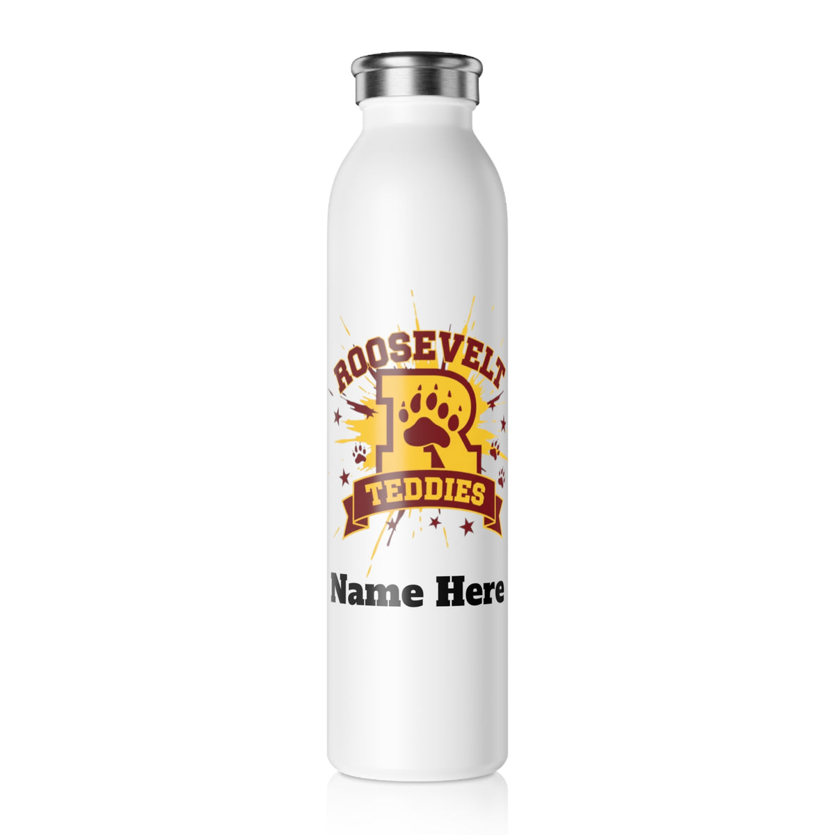 Minneapolis Roosevelt Teddies Slim Water Bottle — Stainless Insulated Bottle