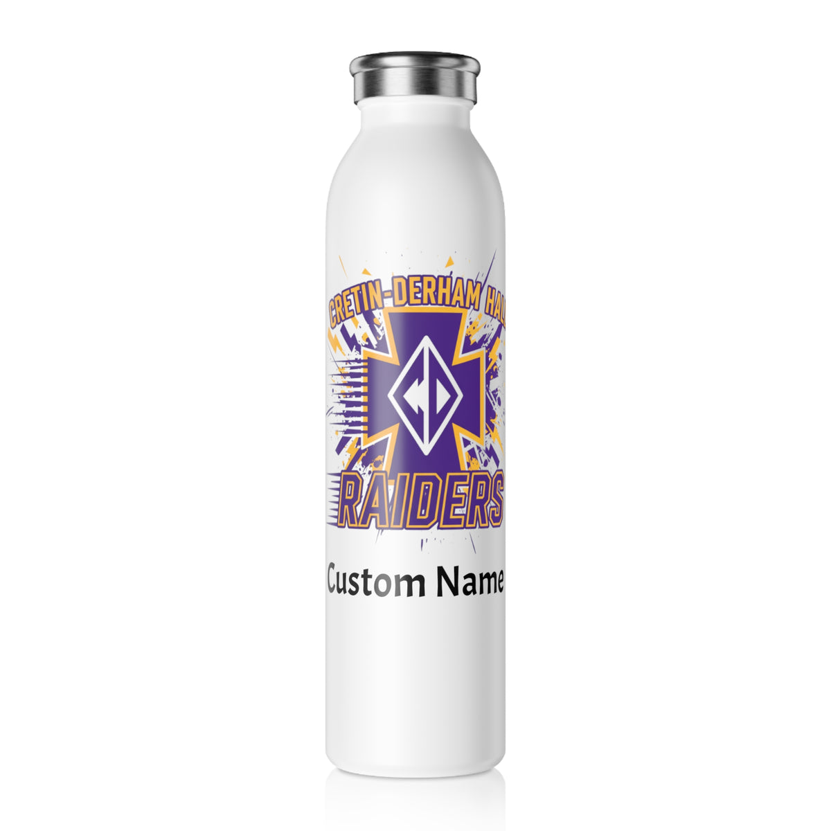 Cretin Derham Hall Slim Water Bottle — Stainless Insulated Bottle - Personalization Option