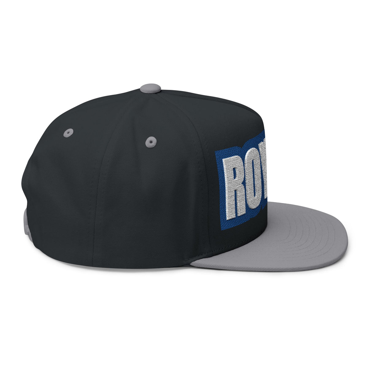 Woodbury Royals Embroidered White Text Flat Bill Cap — School Spirit Snapback