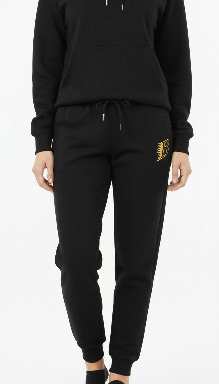 Burnsville Blaze Embroidered Fleece Sweatpants — Cozy Joggers for Everyday Comfort
