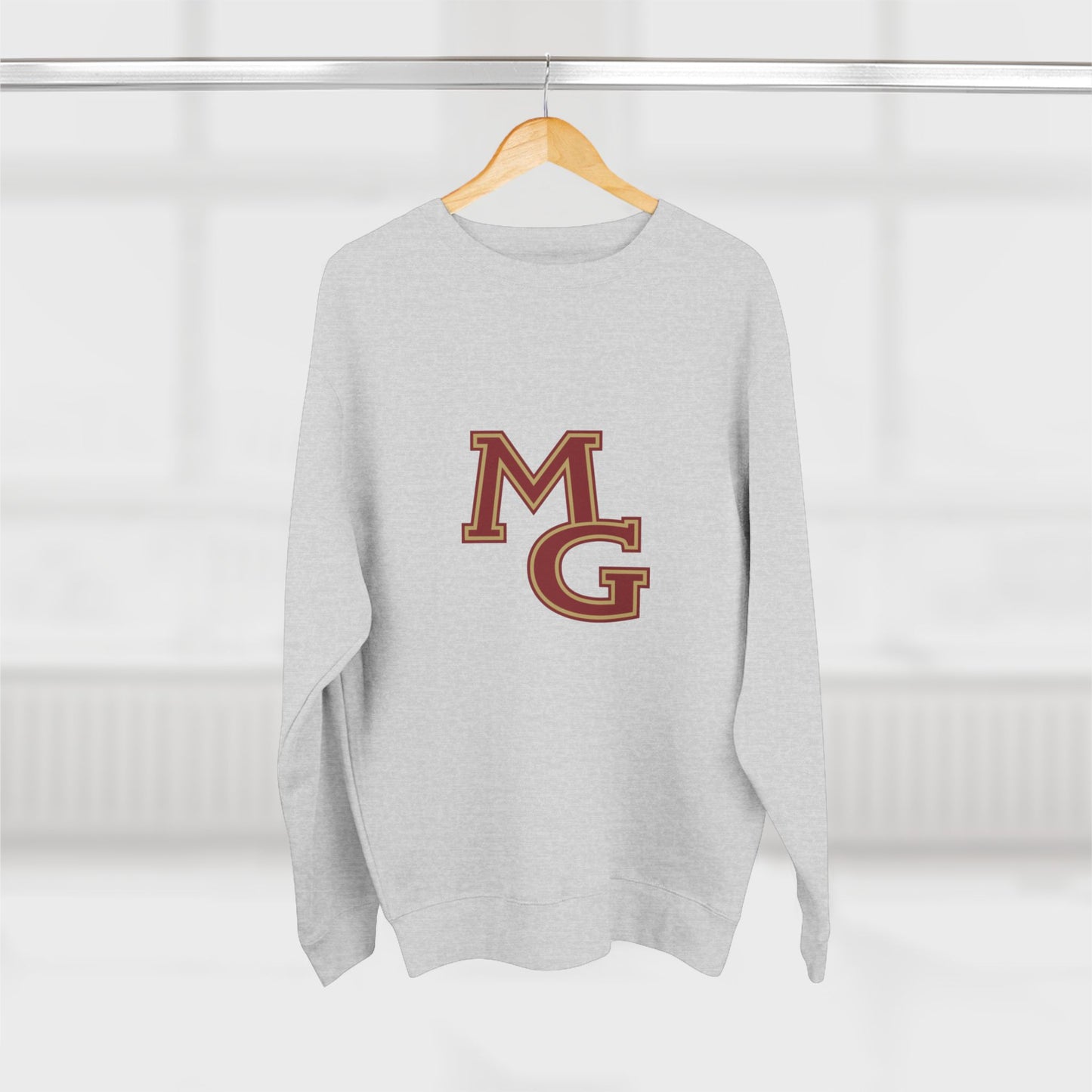 Unisex Crewneck Sweatshirt -Maple Grove Crimson Monogram Design for Casual Comfort