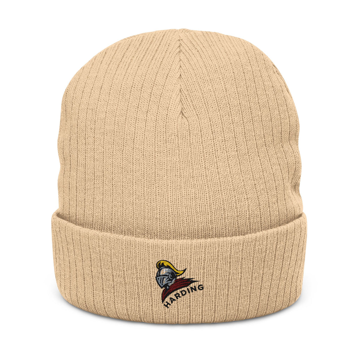 Embroidered Ribbed Knit Beanie - Cozy Winter Accessory for Harding Fans
