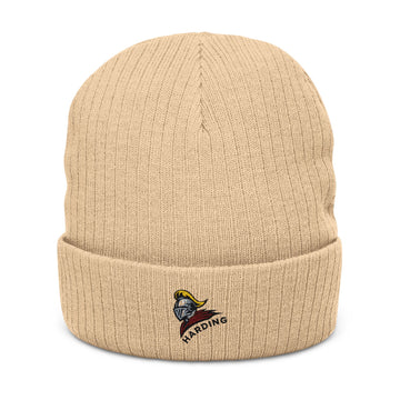 Embroidered Ribbed Knit Beanie - Cozy Winter Accessory for Harding Fans