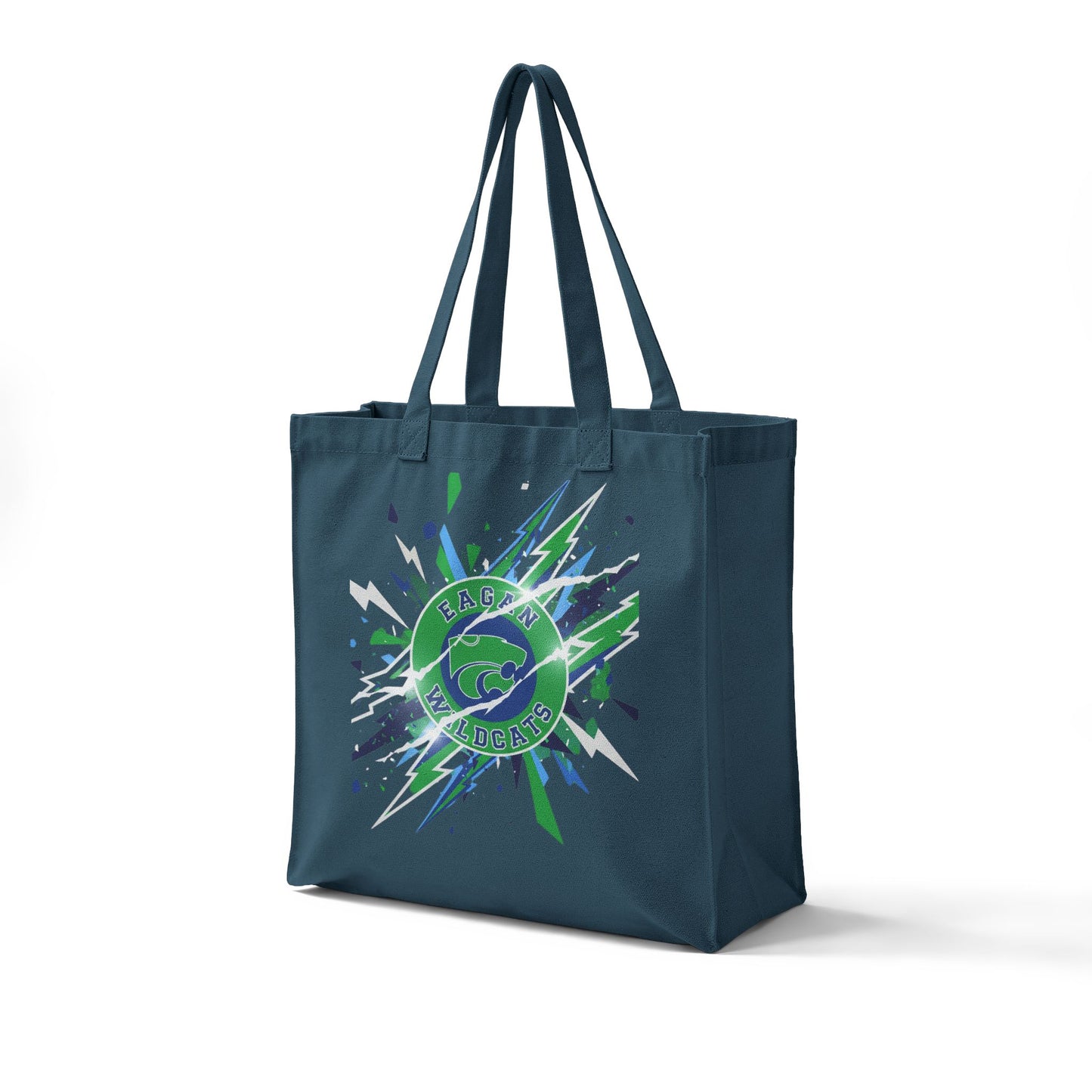 Eagan Wildcats Canvas Tote — Ocean Wave Eco Grocery Bag with Green Splash Design