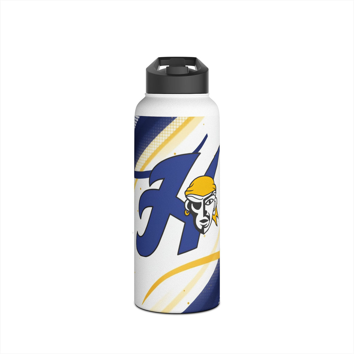 Hastings Raiders Script Logo Stainless Steel Water Bottle — Blue & Gold Athletic Design