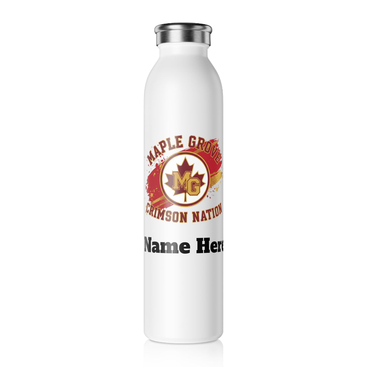 Maple Grove Crimson Slim Water Bottle — Stainless Insulated Bottle