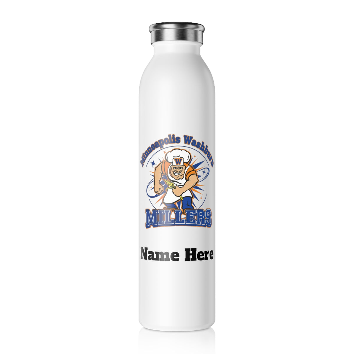 Minneapolis Washburn Millers Slim Water Bottle — Stainless Insulated Bottle