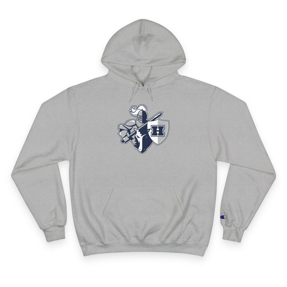 Hudson Raiders charcoal crew hoodie in light steel, featuring a vintage pub crest design for unmatched comfort.