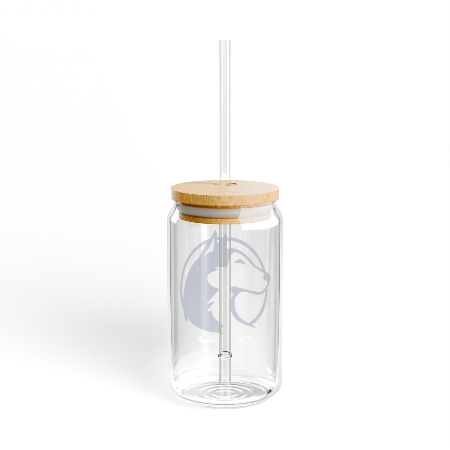 Saint Anthony Huskies Eco-Friendly 16oz Sipper Glass with Bamboo Lid - Perfect for Beverages on the Go!