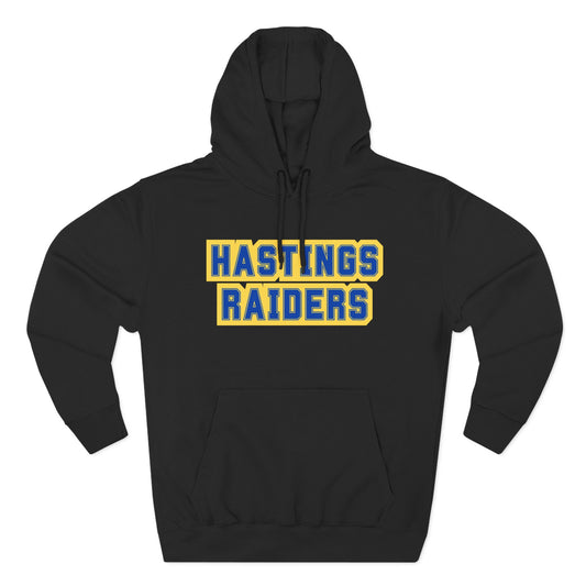 Hastings Raiders Hoodie — Collegiate Pullover with Bold Varsity Text