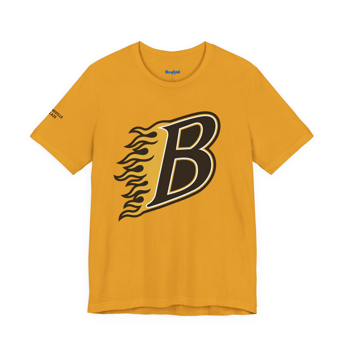 Burnsville Blaze Flaming 'B' Graphic Tee — Retro Letterman Style T-Shirt