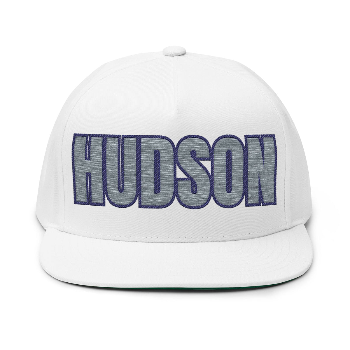 Hudson Raiders Embroidered Black Text Flat Bill Cap — School Spirit Snapback