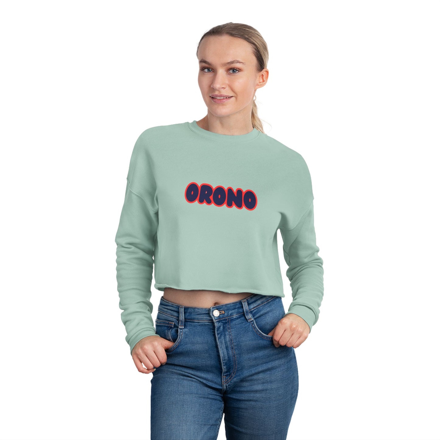Orono Spartans Trendy Women's Cropped Sweatshirt with Unique Graphic Design