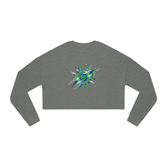 Eagan Wildcats Cropped Sweatshirt — Abstract Green Burst Graphic