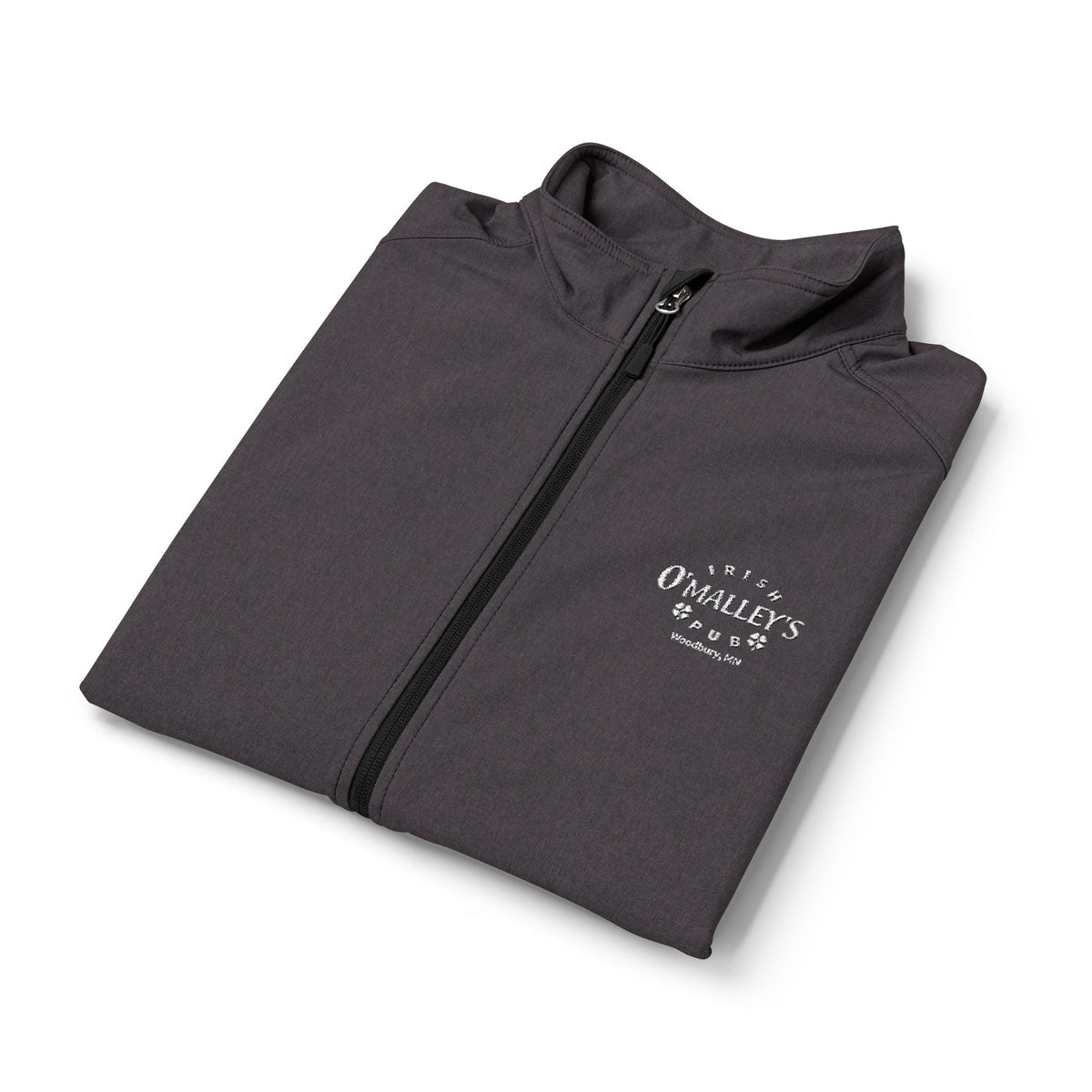 O'Malley's Men's Black Soft Shell Vest — Minimal White Chest Logo, Windproof Layer