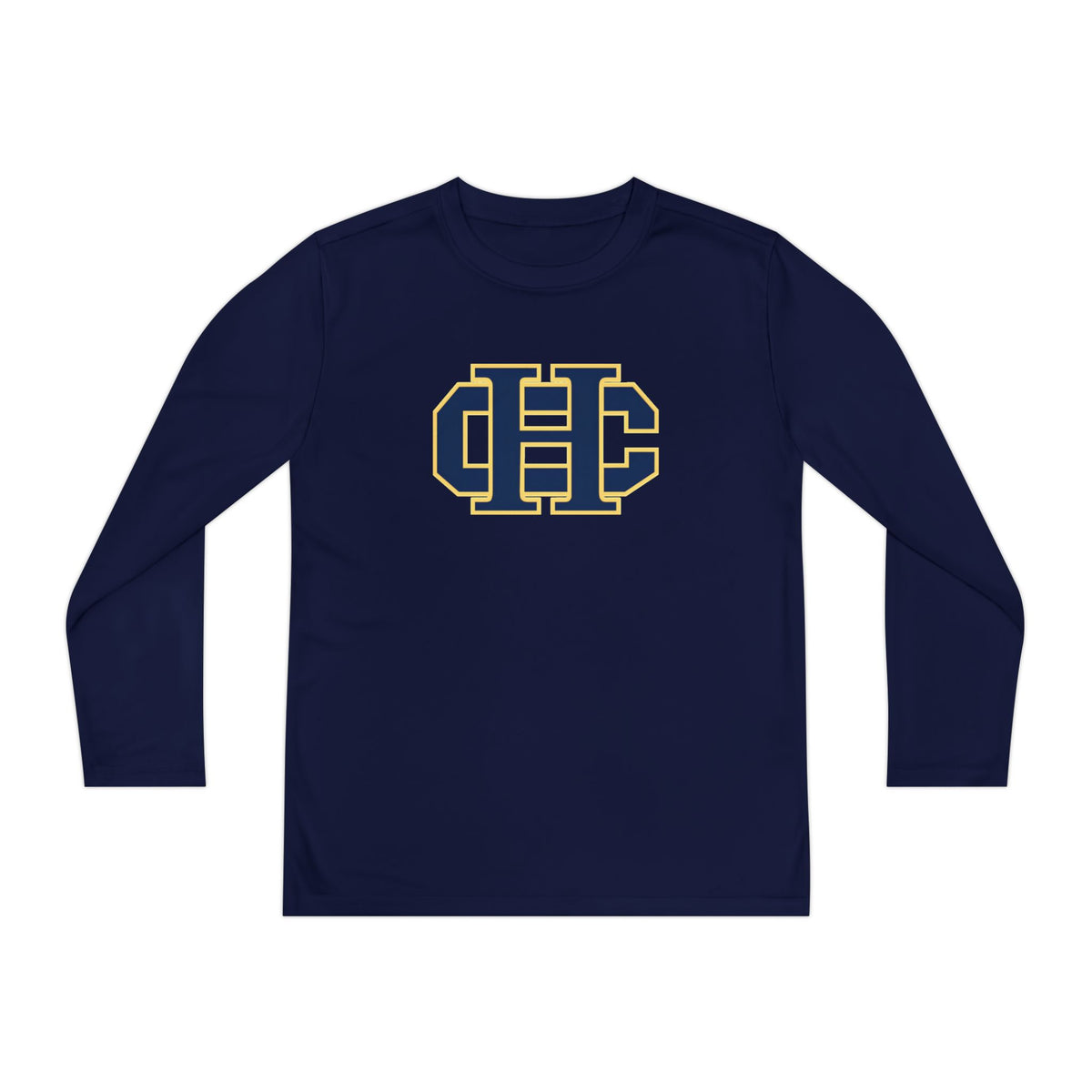 Columbia Heights Hylanders Youth Long Sleeve Tee with Navy CHC Monogram