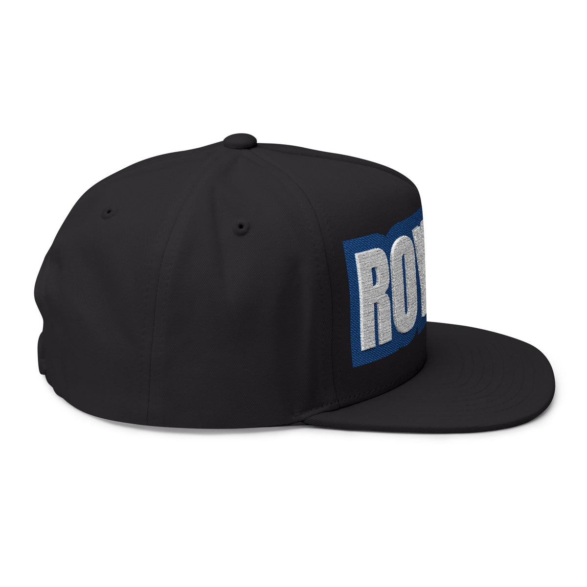 Woodbury Royals Embroidered White Text Flat Bill Cap — School Spirit Snapback