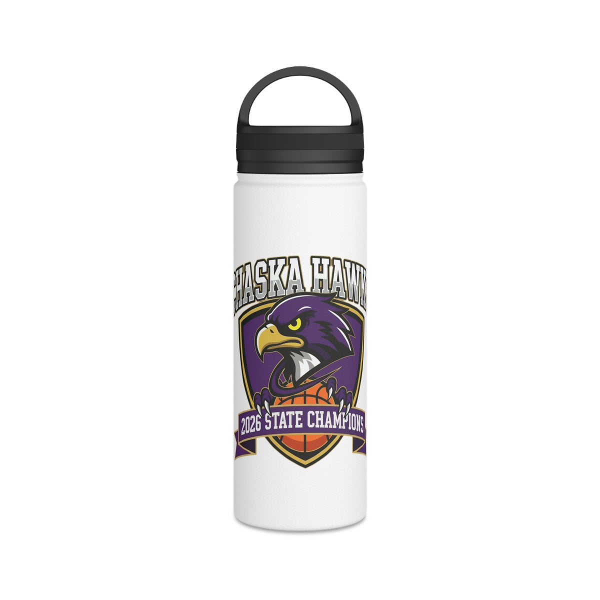 Chaska Hawks 2026 Boys State Basketball Championship Stainless Steel Water Bottle (Handle Lid)