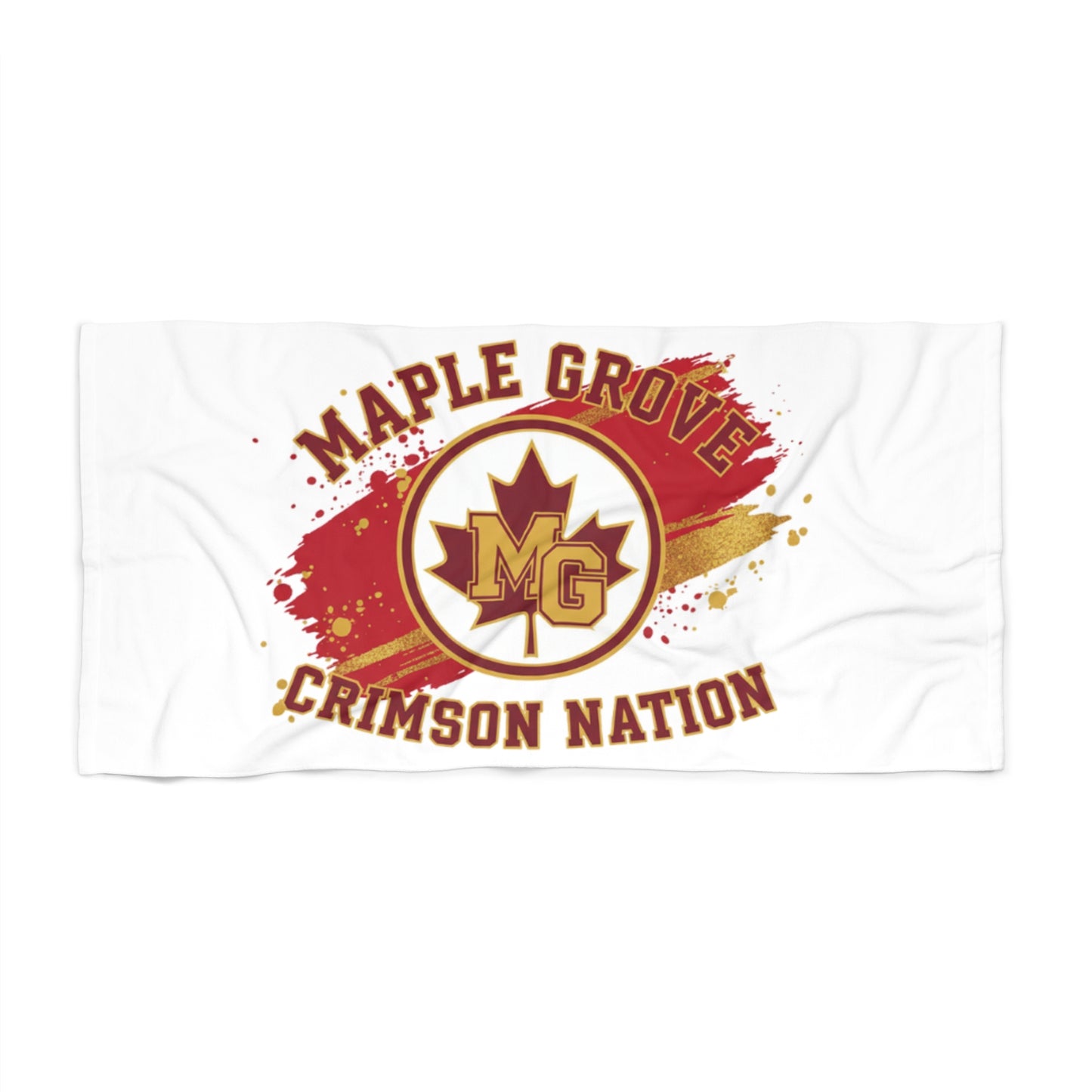 Maple Grove Crimson Beach Towel - Stylish Coastal Design for Summer Fun
