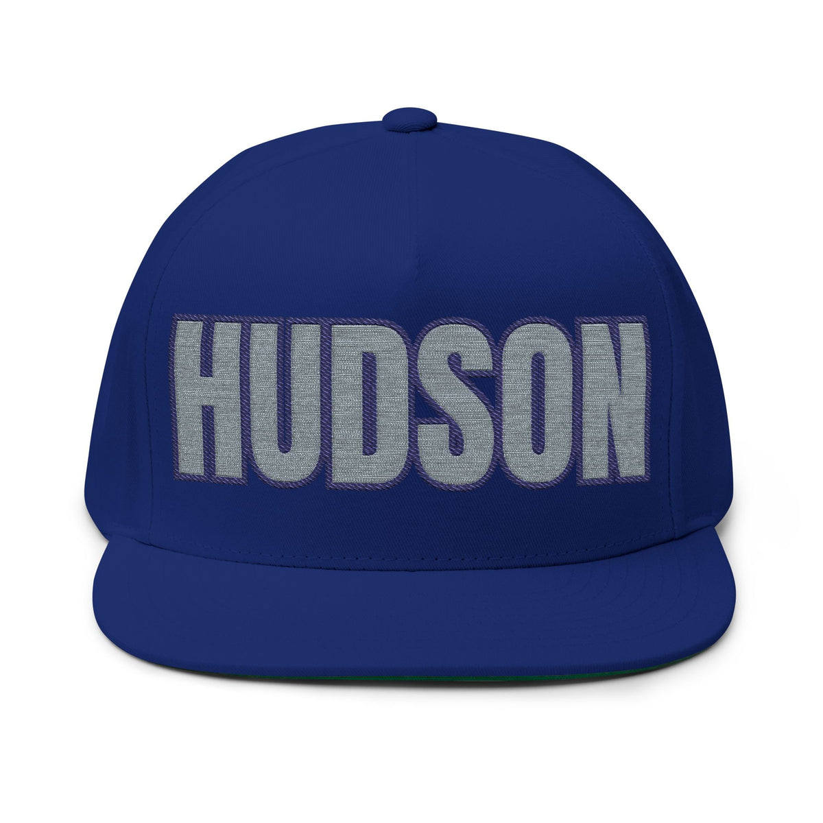 Hudson Raiders Embroidered Black Text Flat Bill Cap — School Spirit Snapback