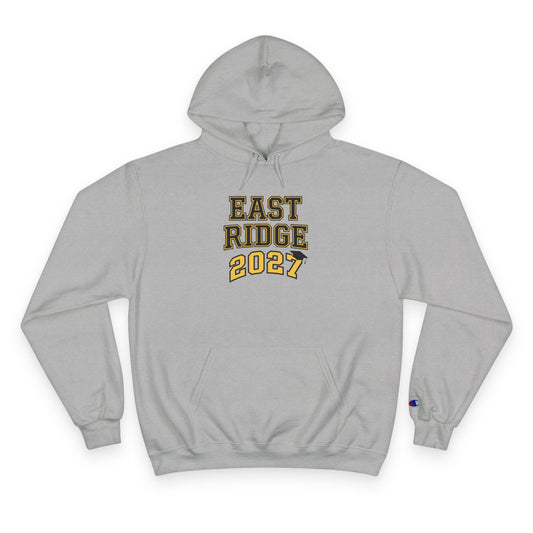 East Ridge 'Class of 2027' unisex hoodie in light steel color with kangaroo pocket and vintage prints.
