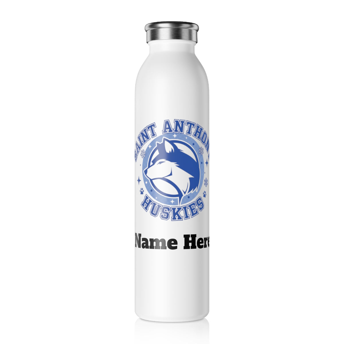 Saint Anthony Huskies Slim Water Bottle — Stainless Insulated Bottle