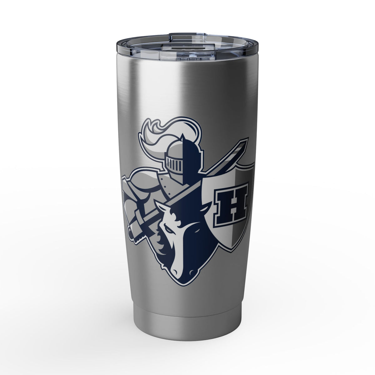 Hudson Raiders stainless steel coffee tumbler in silver with vibrant logo, perfect for adventures and travel.