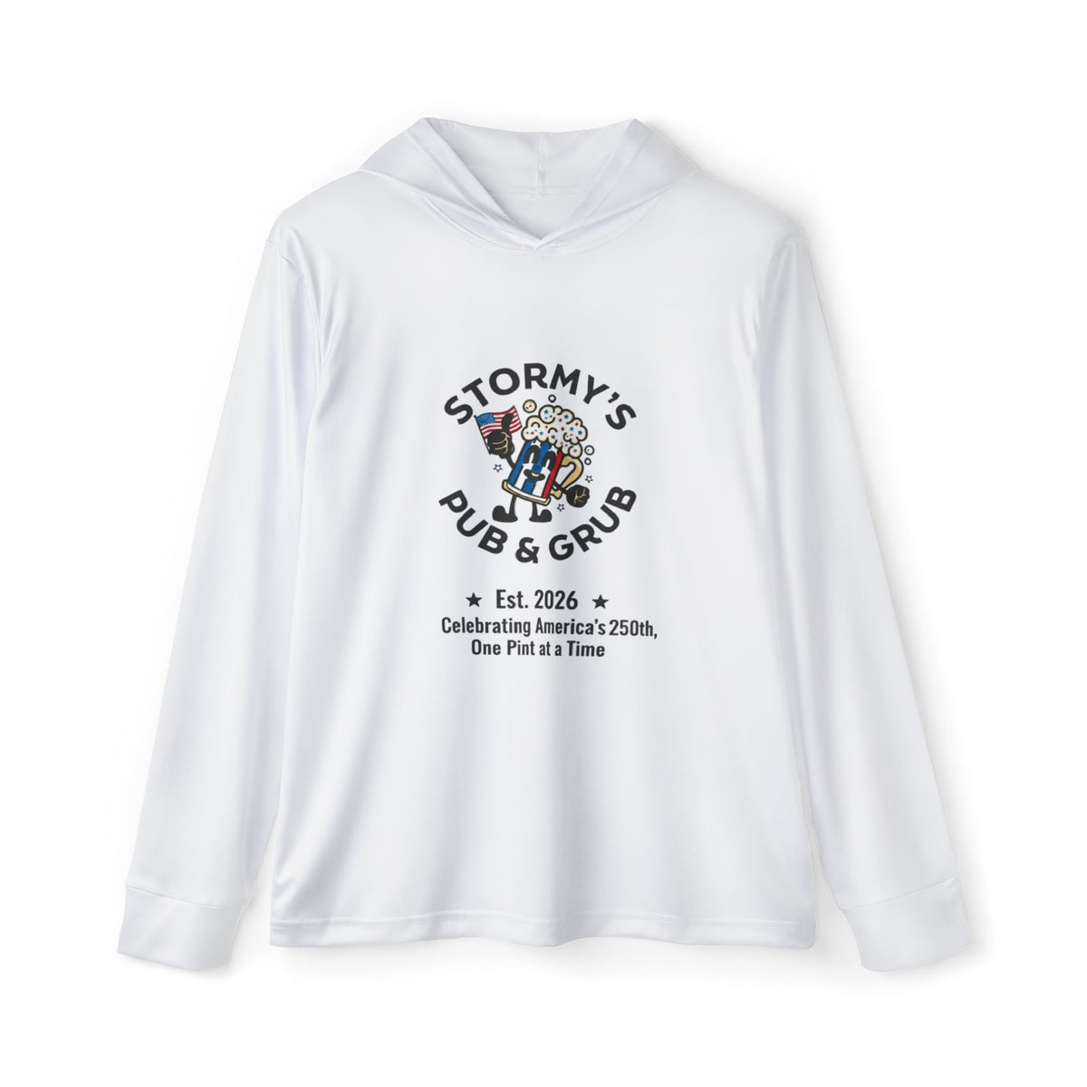 Lightweight Hoodie featuring Stormy's Pub & Grub logo, perfect for sports and casual wear.