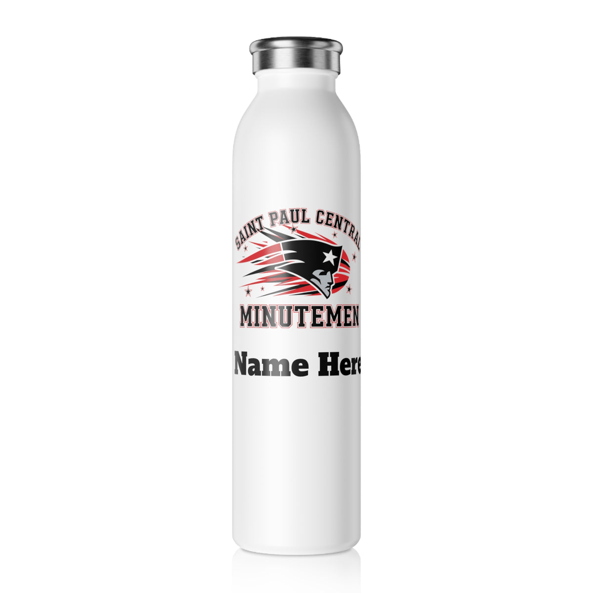 Saint Paul Central Minutemen Slim Water Bottle — Stainless Insulated Bottle