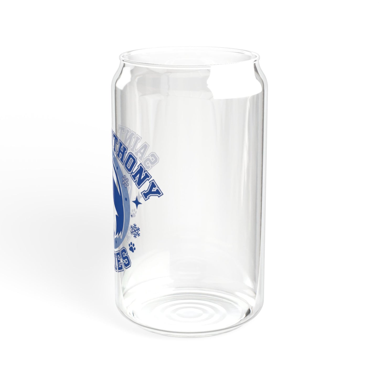 Saint Anthony Huskies Eco-Friendly 16oz Sipper Glass with Bamboo Lid - Perfect for Beverages on the Go!