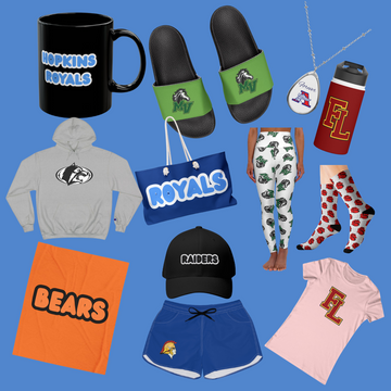 Minnesota school swag picture with t-shirts and hoodies